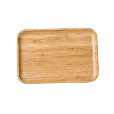 Yanco Bamboo & Wood Tray In Tan