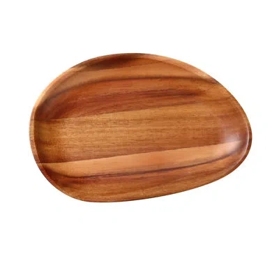 Yanco Bamboo & Wood  Ws-408 8 1/4" X 5 3/4" X 3/4" Oval Acacia Tray In Tan