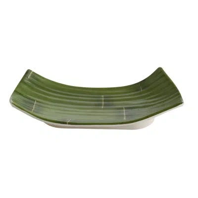 Yanco Bamboo Style Deep Melamine Dinner Plate In Green