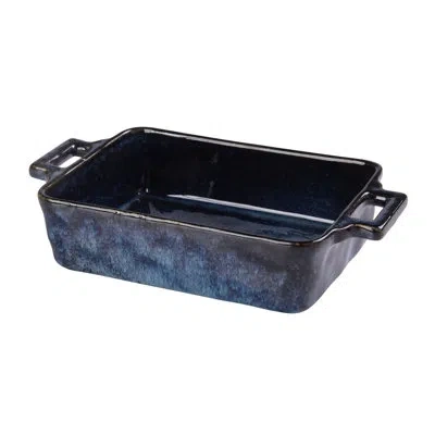 Yanco Blue Star Chinaware Bake Plate With Handle In Dark Blue