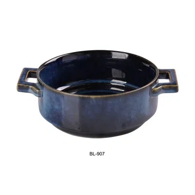 Yanco Blue Star Porcelain China Serving Bowl In Navy;black