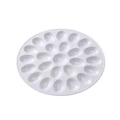 Yanco Compartment Melamine Egg Platter In White