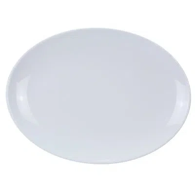 Yanco Coupe Pattern Oval Melamine Appetizer Plate In White