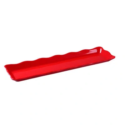 Yanco Deli Collection Deli Scallop Edged Display Melamine Tray In Red,black