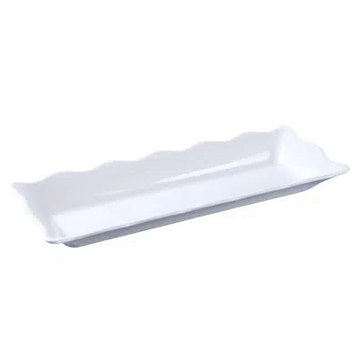 Yanco Deli Collection Deli Scallop Edged Display Melamine Tray In White