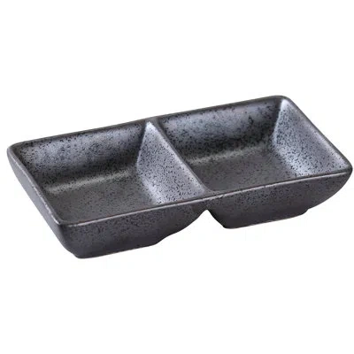 Yanco Diamond Double Sauce Dish In Black