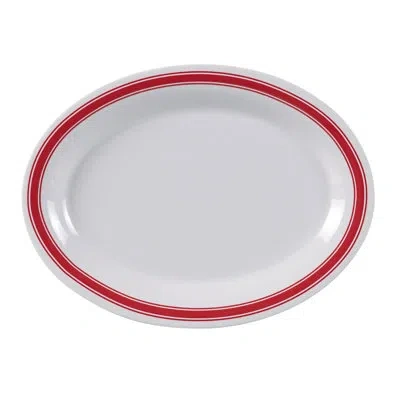 Yanco Houston Melamine Platter In White;red