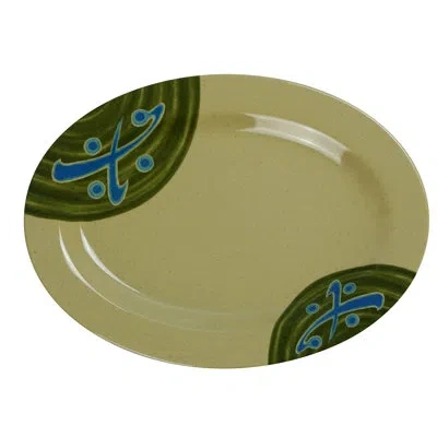 Yanco Japanese Oval Melamine Appetizer Plate In Beige