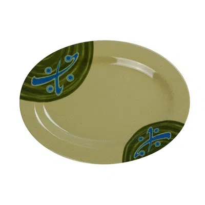 Yanco Japanese Oval Melamine Dinner Plate In Sand