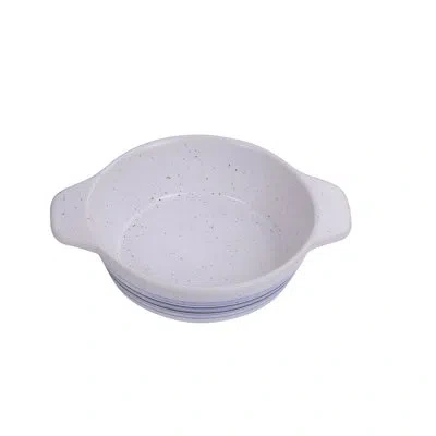 Yanco Melamine Ocean 7 Fl.oz. Ceramic Oval Bake Dish With Ears In Blue;white