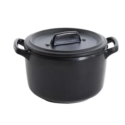 Yanco Melamine Pearl 7 Qt. Stock Pot With Lids In Black
