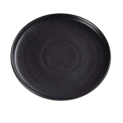 Yanco Noble Black Chinaware Round Plate With Upright Rim