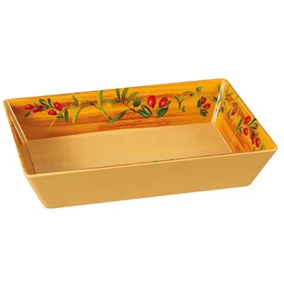 Yanco Olive Rectangular Deep Melamine Platter In Yellow