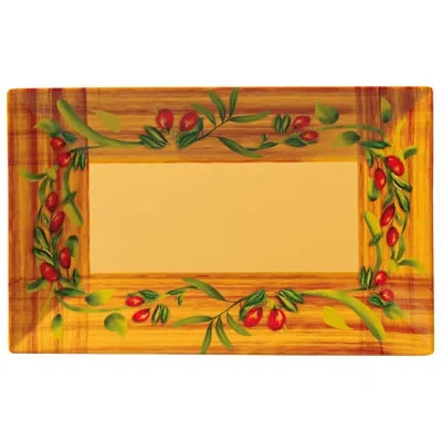 Yanco Olive Rectangular Melamine Dinner Plate In Yellow