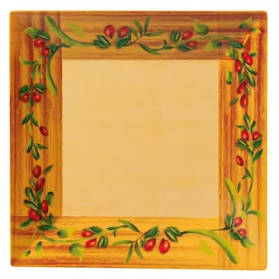 Yanco Olive Square Melamine Dinner Plate In Yellow