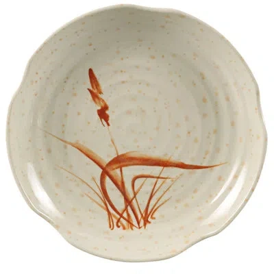 Yanco Orchis Lotus Shape Plate 16" Diameter Melamine Platter In Tan