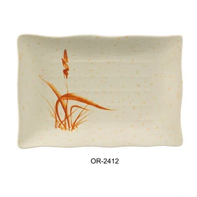 Yanco Orchis Rectangular Melamine Dinner Plate In Beige
