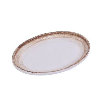 Yanco Rockeye 14" Dinner Plate In Brown;white