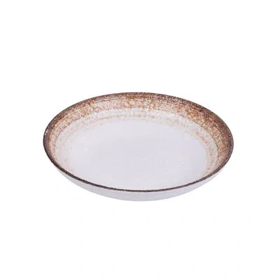 Yanco Rockeye 30 Oz. Pasta Bowl In White;brown