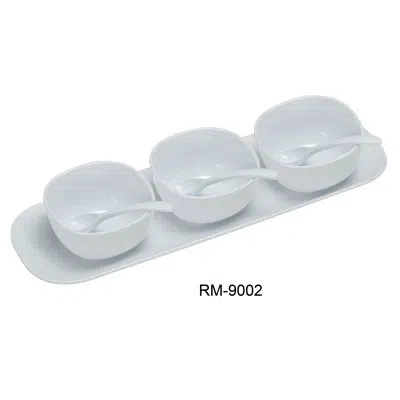 Yanco Rome Bowl Melamine Condiment Server Set In White