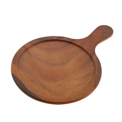 Yanco Round Melamine Tray In Brown