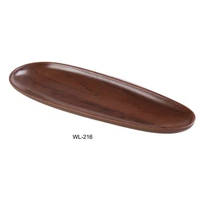 Yanco Wl-216 Woodland 16" X 5 3/4" X 1 1/8" Oval Plate In Brown