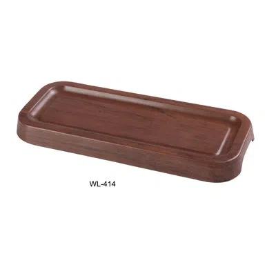 Yanco Wl-414 Woodland 13 3/4" X 5" X 1" Rectangular Tray With Foot In Brown