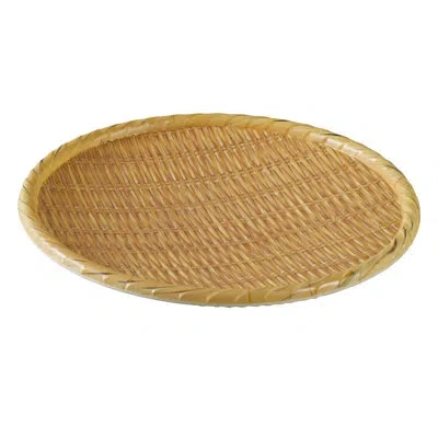 Yanco Wood And Banboo Look Tray Round 12" Diameter Melamine Tray In Brown