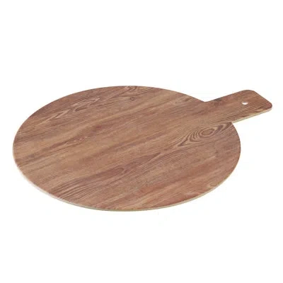 Yanco Wood And Banboo Look Tray Round Melamine Cheese Board & Platter With Handle In Brown
