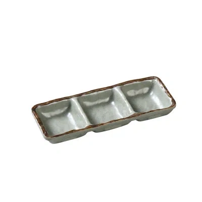 Yanco Yoto Triple Sauce Dish Melamine Condiment Server In Brown;gray