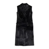 Yang Li Sleeveless Black Coat In Black