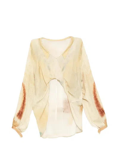 Yangkehan 3 Stars And Moon Blouse In Neutral