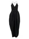 Yangkehan Cross-back Draped Dress In Black