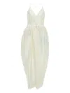 Yangkehan Cross-back Gathered Silk Dress In White