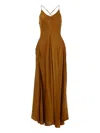 Yangkehan Cross-back Side-pocket Maxi Dress In Brown