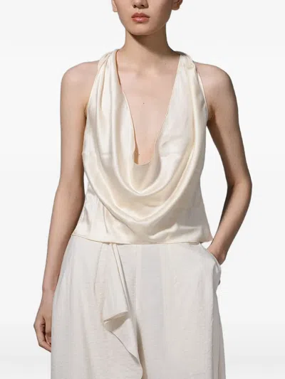 Yangkehan Draped Halterneck Top In White