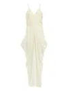 Yangkehan Draped V-neck Asymmetric Party Dress In White