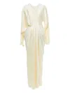 Yangkehan Draped V-neck Maxi Dress In Neutral