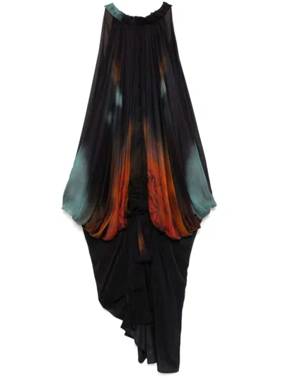 Yangkehan Floral Print Dress In Black