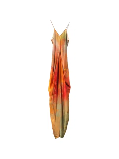 Yangkehan Floral-print Draped Dress In Multi