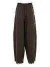 Yangkehan Frayed-edge Wool Trousers In Brown