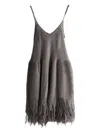 Yangkehan Fringed Dress In Gray