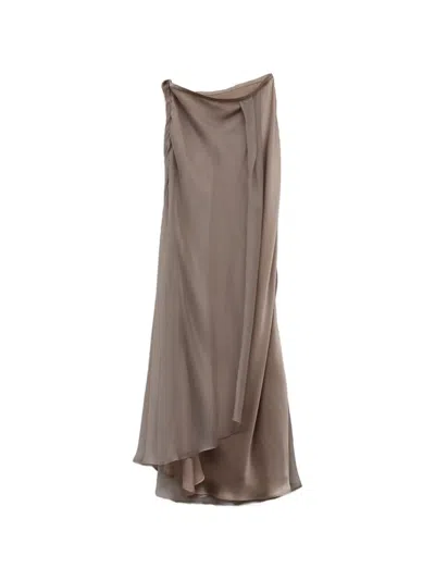 Yangkehan Long Draped Layered Skirt In Pink