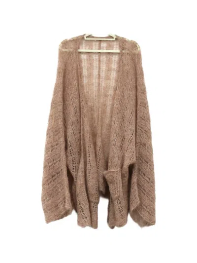 Yangkehan Open-knit Mohair-blend Cardigan In Brown