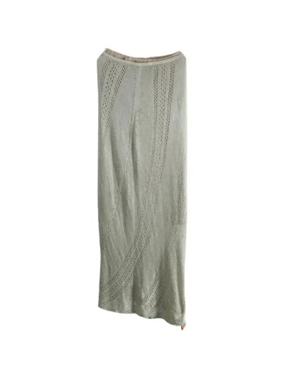 Yangkehan Pointelle-knit Floor-length Maxi Skirt In Gray