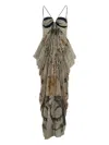 Yangkehan Print Draped Dress In Multi