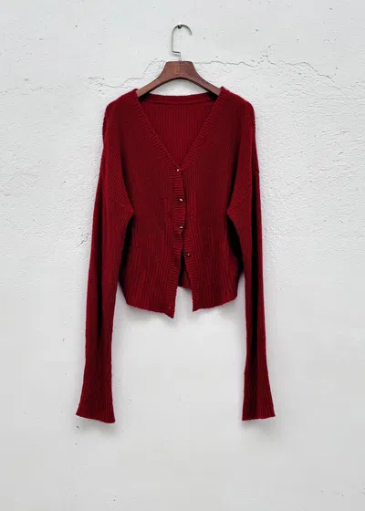 Yangkehan Red V-neck Cardigan