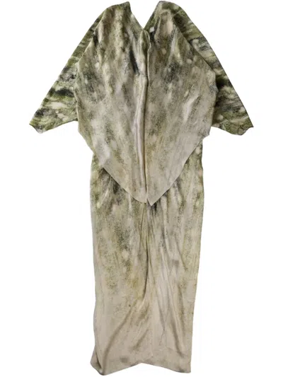 Yangkehan Silk Maxi Dress In Green