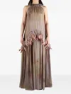 Yangkehan Silk Maxi Dress In Neutrals