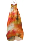 Yangkehan Silk Maxi Dress In Orange